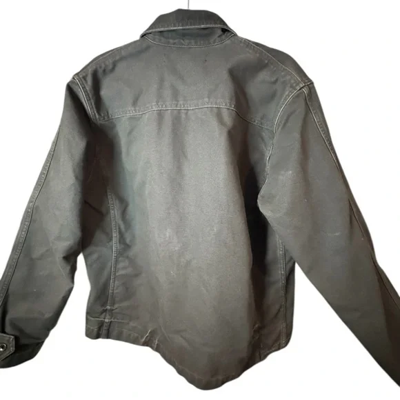 Baldwin Men's Dark Green Utility Cargo Zip Up Size L Made in USA Cotton Jacket - Picture 2 of 7